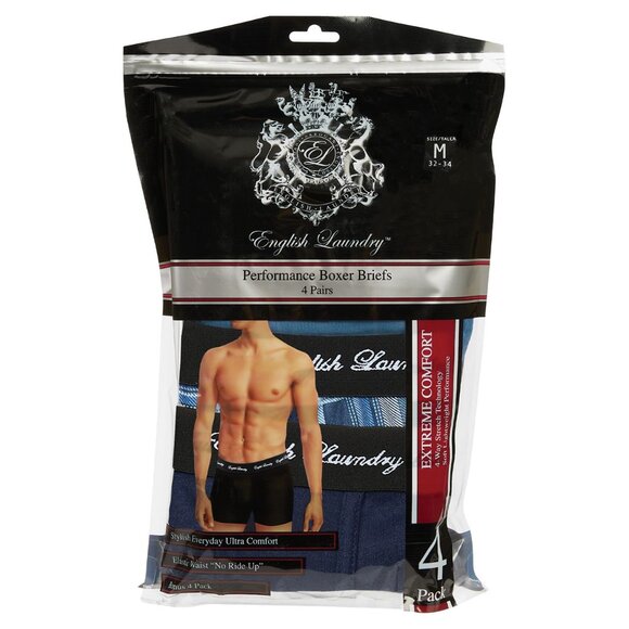 ENGLISH LAUNDRY 4-Pack PERFORMANCE STRETCH BOXER BRIEFS Men's M 32-34 NWT - Picture 1 of 6